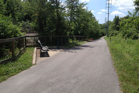 Wayside bench along the greenway