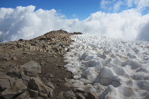 snow along the summit ridge of Mount Elbert