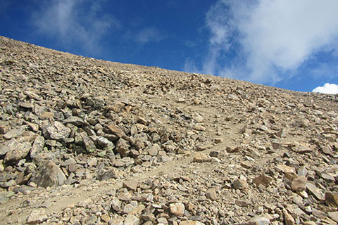 final climb to the summit ridge