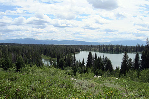 Trail climbs above the lake view of the upper section of the lake