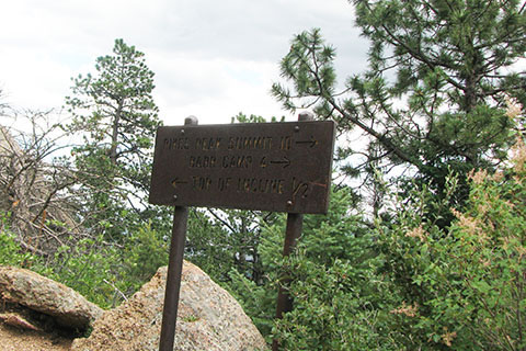 Sign at the trail Junction, mile 3