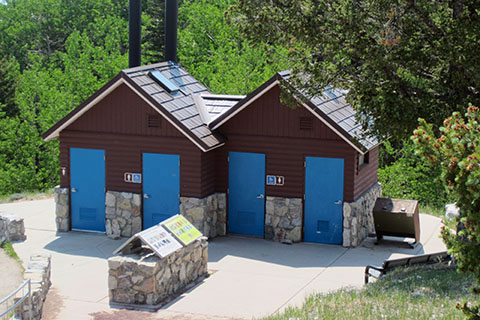 Privies in the parking area
