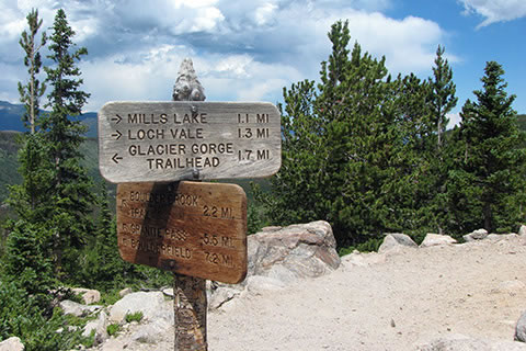 Signed junction with the North Longs Peak Trail