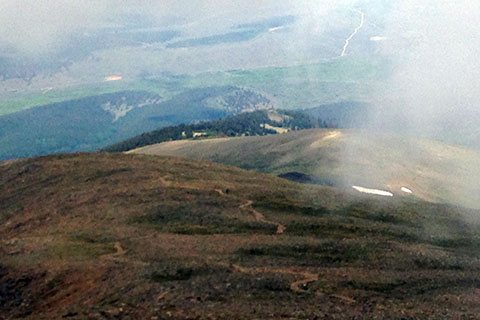 looking down the East Ridge