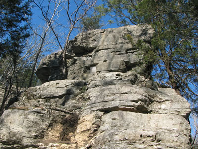 rocks above the trail